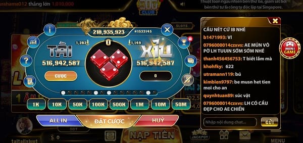 Tài xỉu là tựa game thu hút nhất tại Hit CLub