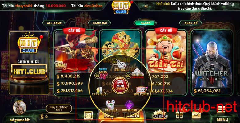 Hit Club phong phú về các sản phẩm cá cược