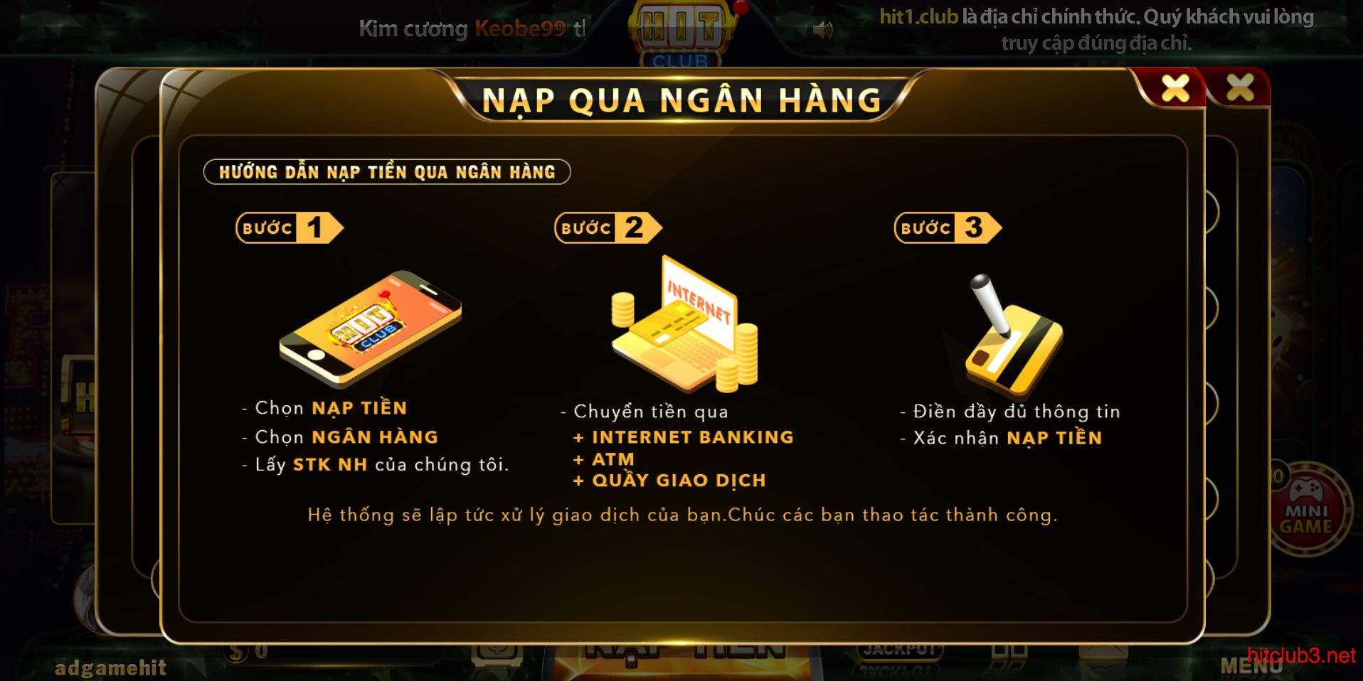 Giao dịch nhanh chóng và thuận lợi tại Hit Club