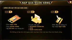 Thực hiện 3 bước đơn giản dưới đây để nạp tiền Hit Club qua ngân hàng