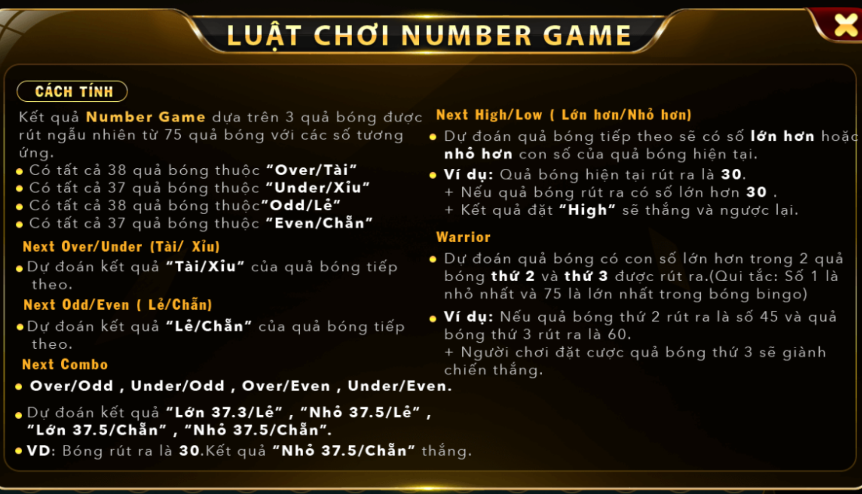 Luật chơi Number Game dành cho người mới