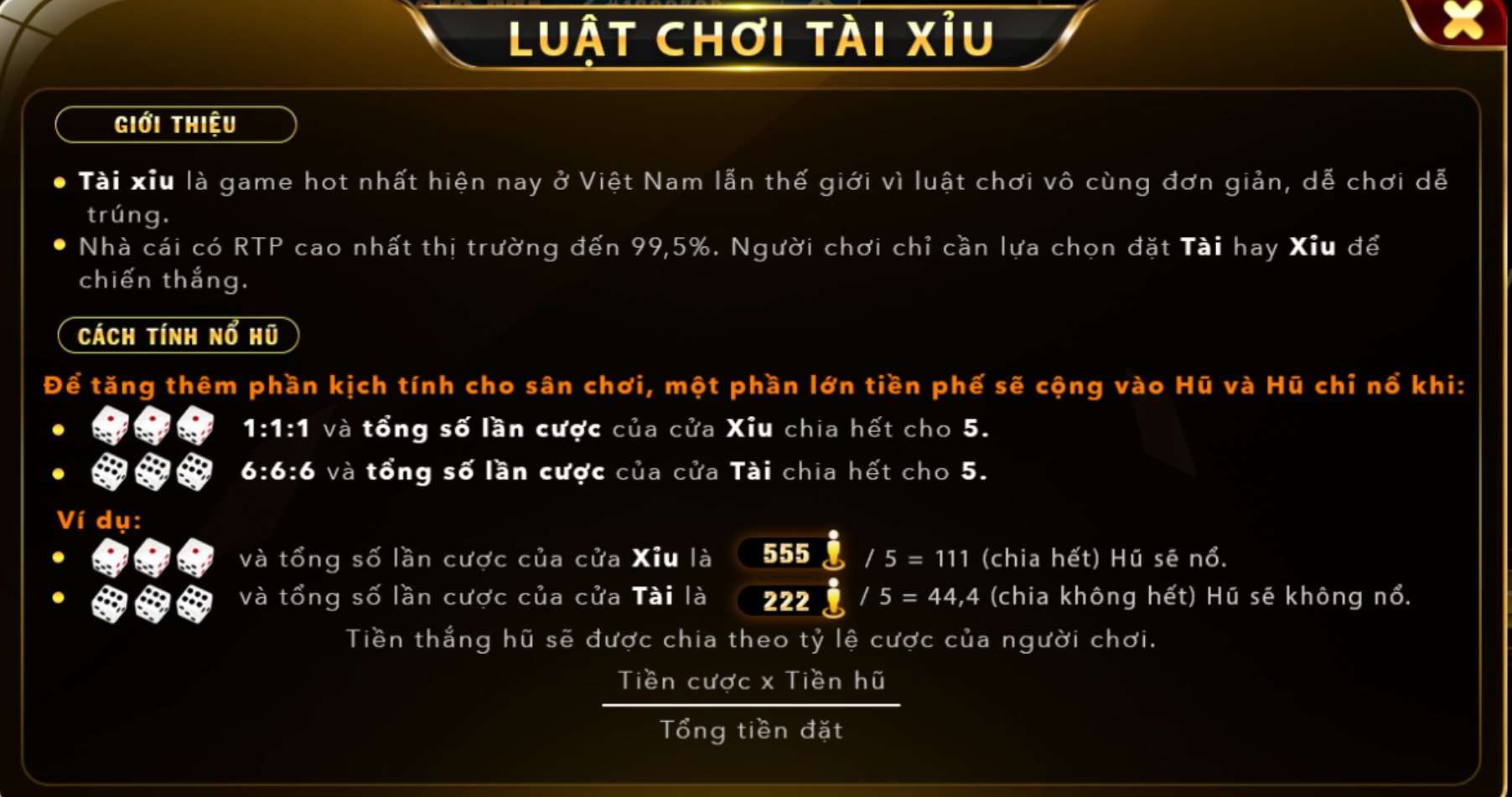 Luật chơi và thuật ngữ tài xỉu
