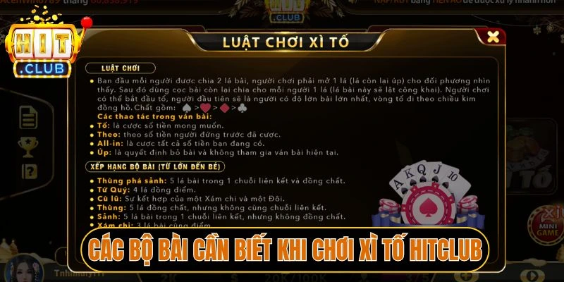 Các bộ bài cần biết khi chơi Xì tố Hitclub