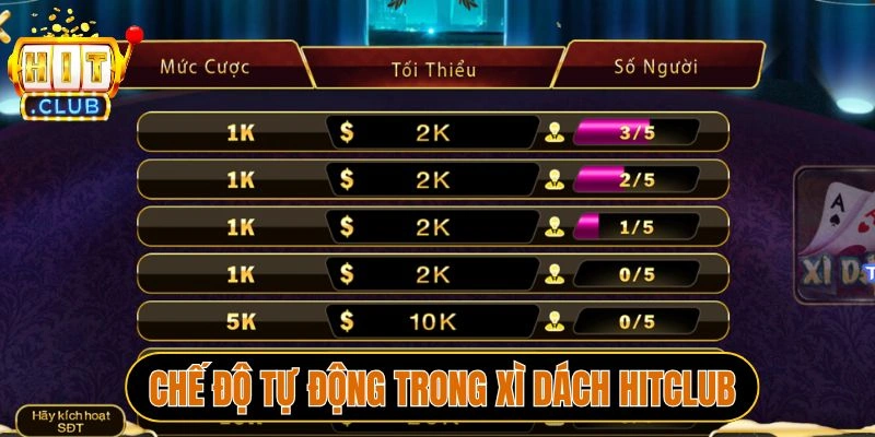 Chế độ tự động trong Xì dách Hitclub
